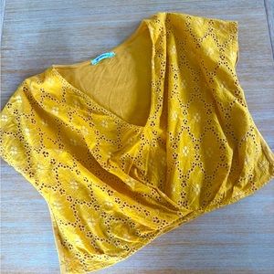 Zara Cropped Marigold Textured Top